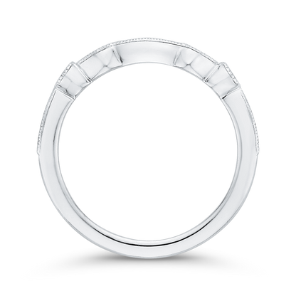 Round Diamond Half-Eternity Wedding Band in 14K White Gold