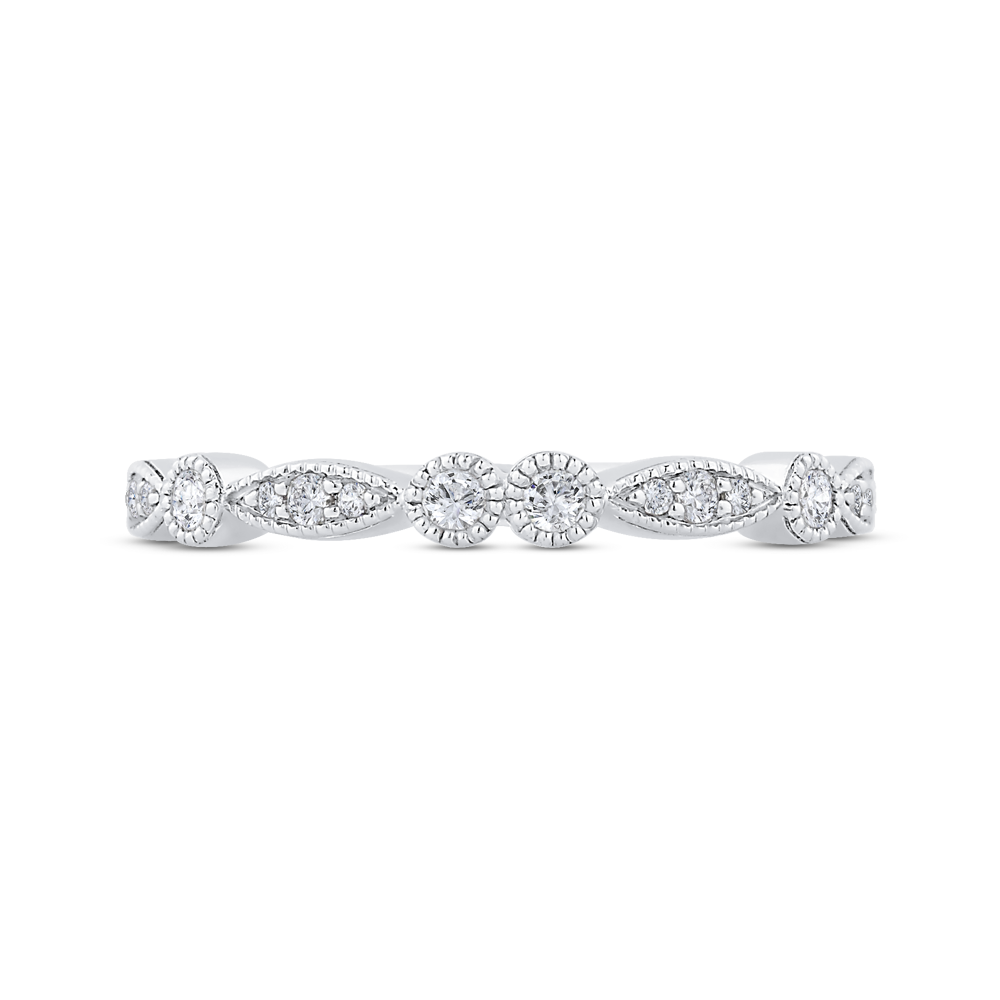 Round Diamond Half-Eternity Wedding Band in 14K White Gold