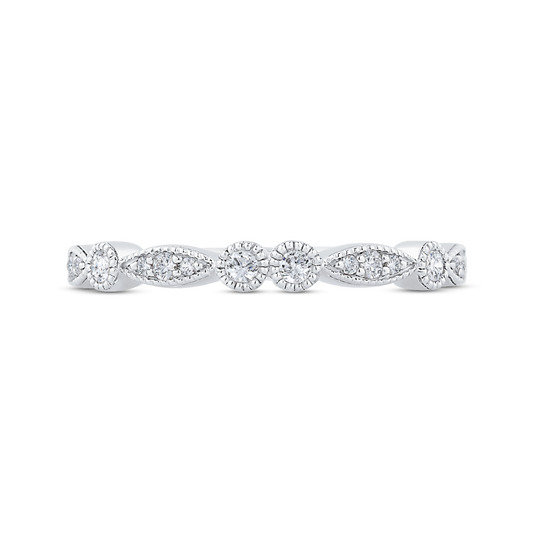Round Diamond Half-Eternity Wedding Band in 14K White Gold