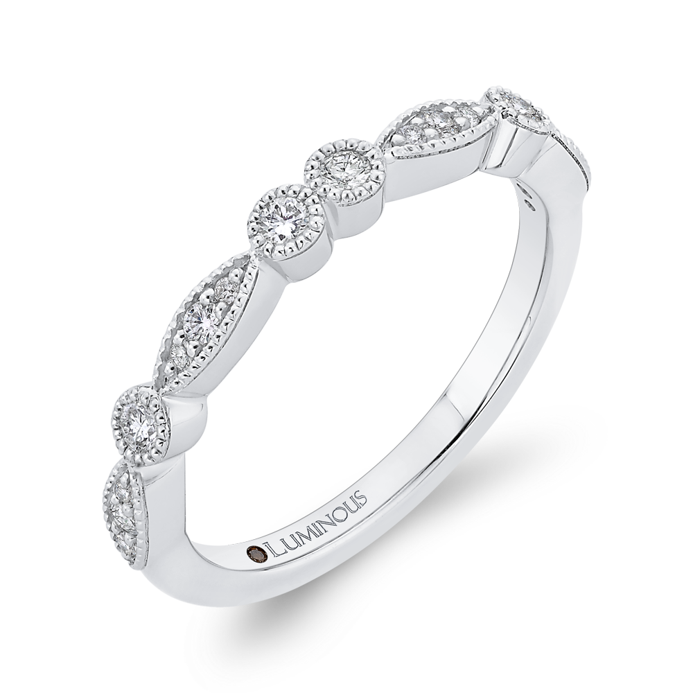 Round Diamond Half-Eternity Wedding Band in 14K White Gold