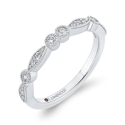 Round Diamond Half-Eternity Wedding Band in 14K White Gold