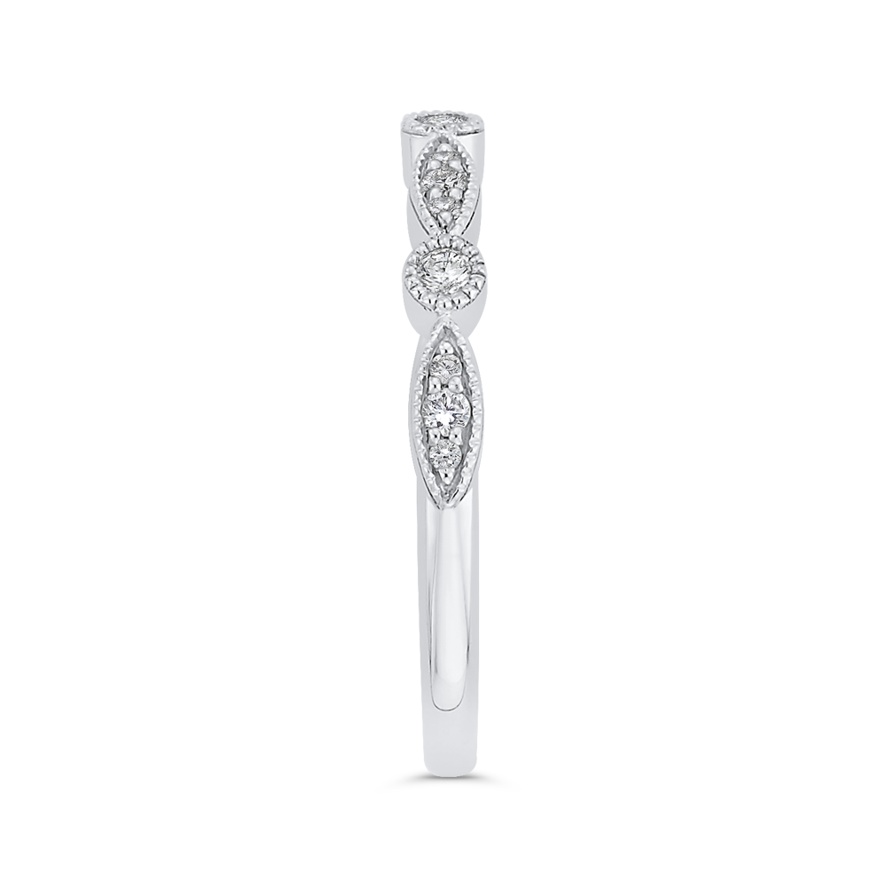 Round Diamond Half-Eternity Wedding Band in 14K White Gold