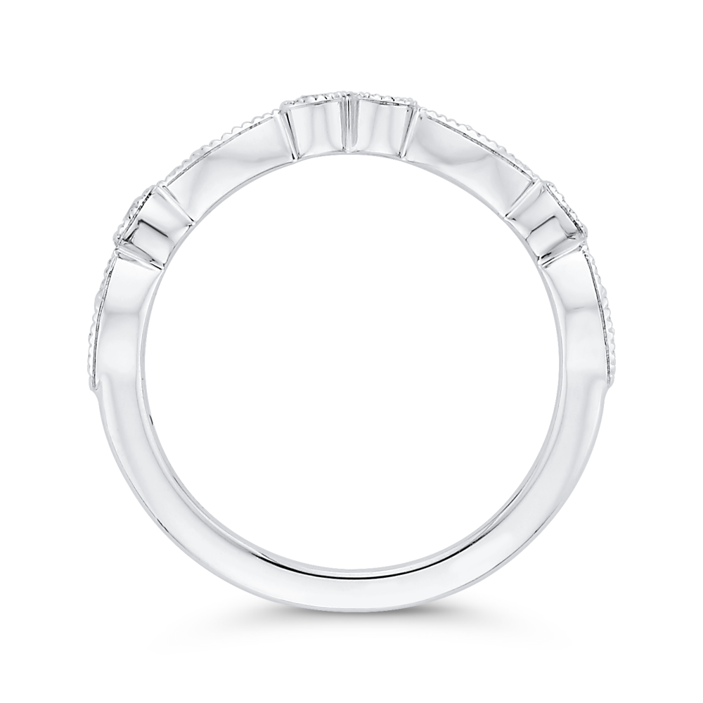 Round Diamond Half-Eternity Wedding Band in 14K White Gold