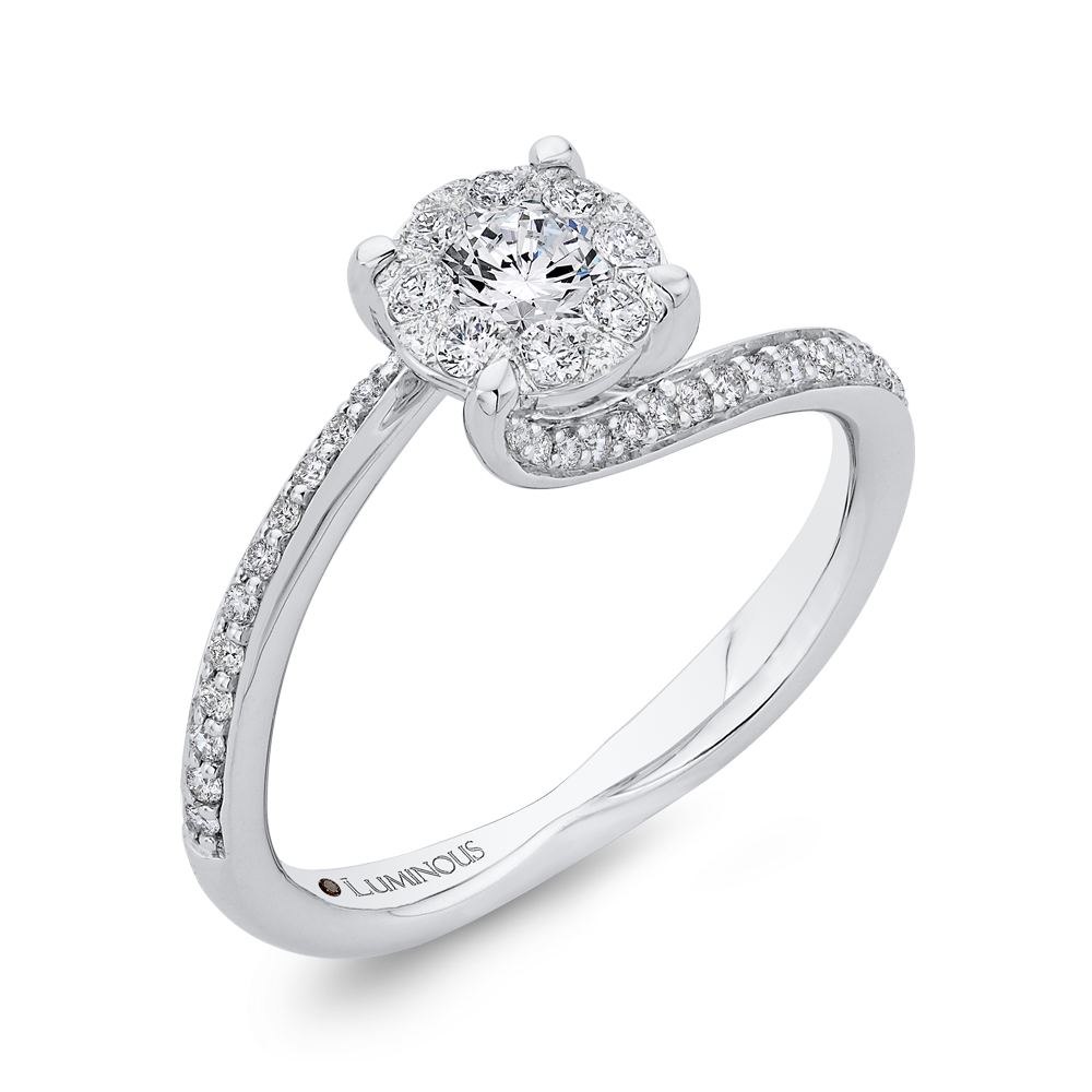 Round Diamond Bypass Engagement Ring in 14K White Gold