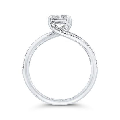 Round Diamond Bypass Engagement Ring in 14K White Gold