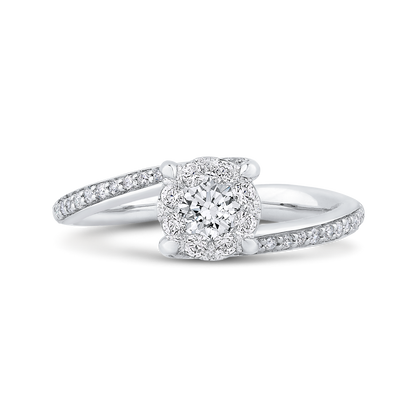 Round Diamond Bypass Engagement Ring in 14K White Gold