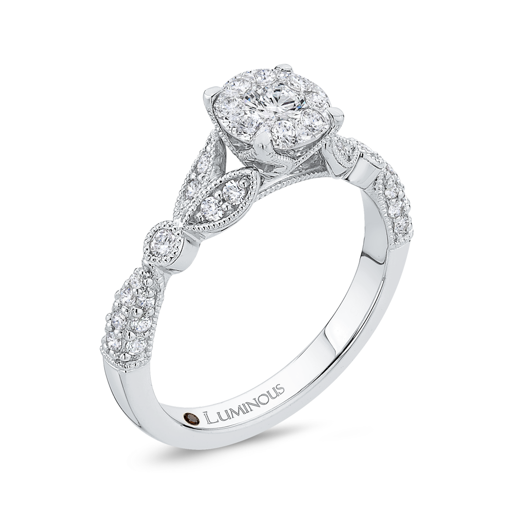 Round Diamond Engagement Ring in 14K White Gold