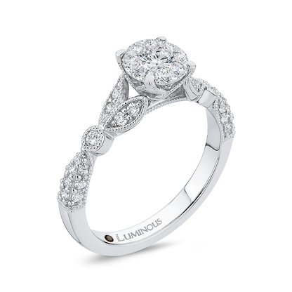 Round Diamond Engagement Ring in 14K White Gold