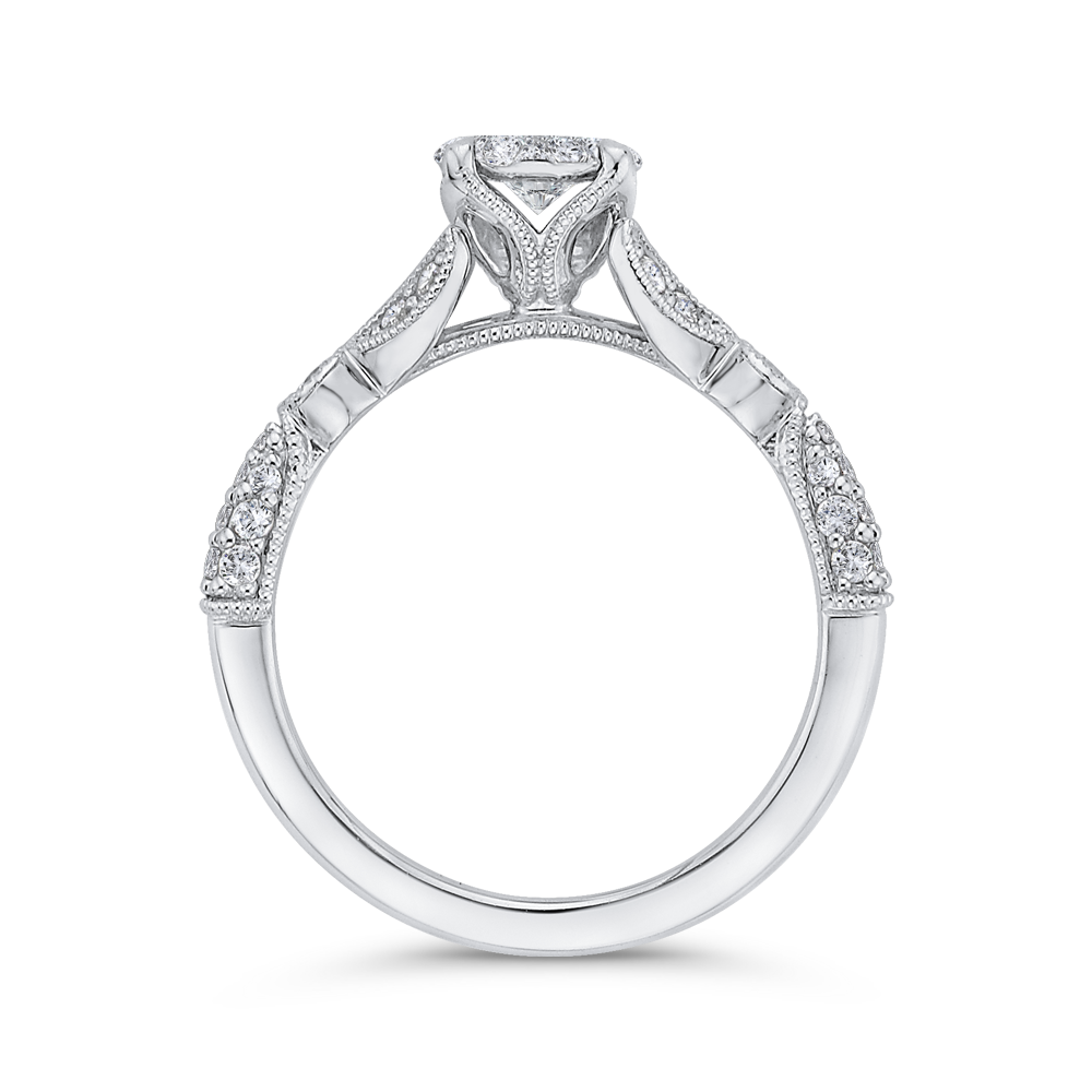 Round Diamond Engagement Ring in 14K White Gold