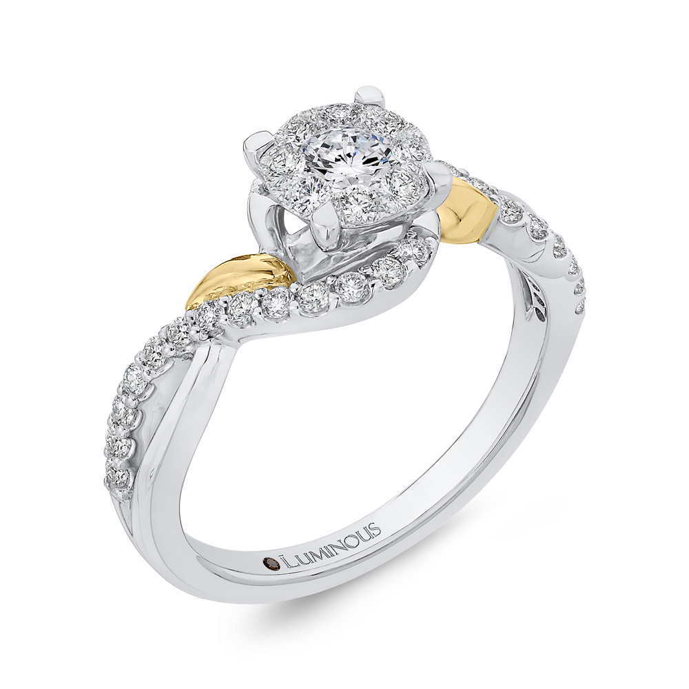 Round Diamond Promise Engagement Ring in 14K Two Tone Gold