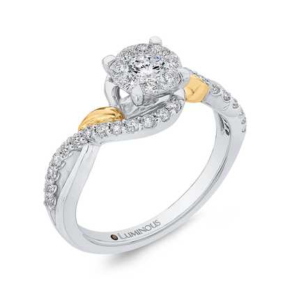 Round Diamond Promise Engagement Ring in 14K Two Tone Gold