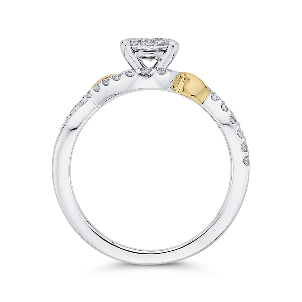 Round Diamond Promise Engagement Ring in 14K Two Tone Gold