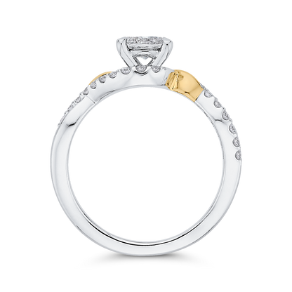 Round Diamond Promise Engagement Ring in 14K Two Tone Gold