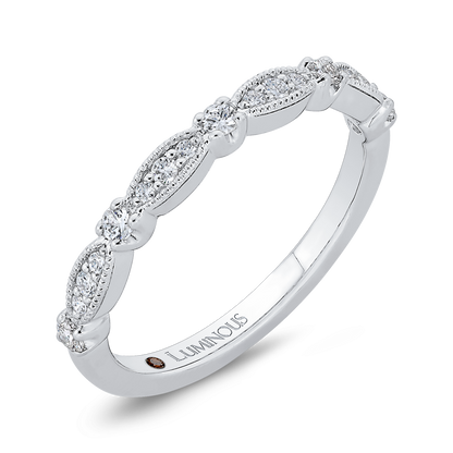 Round Diamond Half-Eternity Wedding Band in 14K White Gold