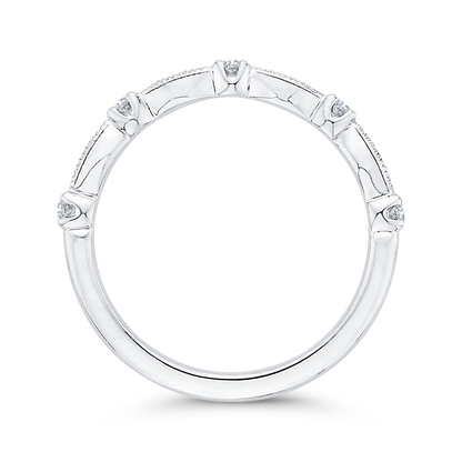 Round Diamond Half-Eternity Wedding Band in 14K White Gold