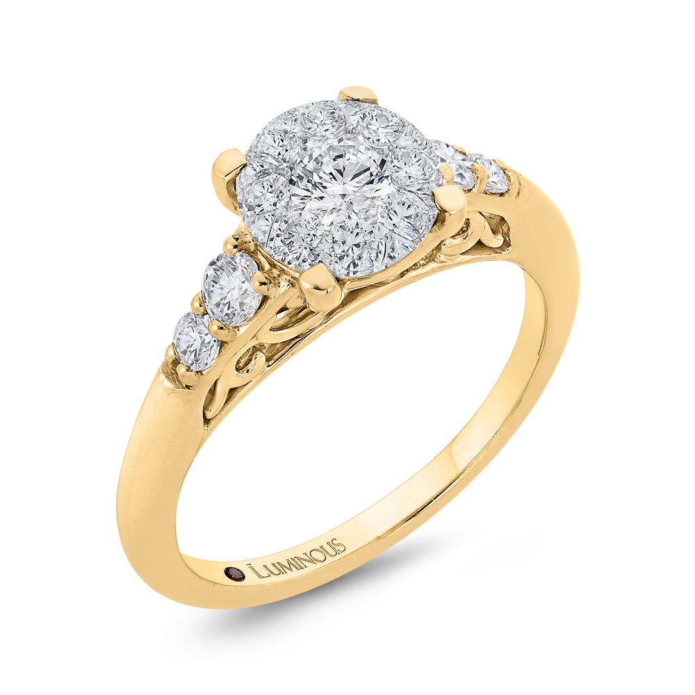 Round Diamond Engagement Ring in 14K Two Tone Gold