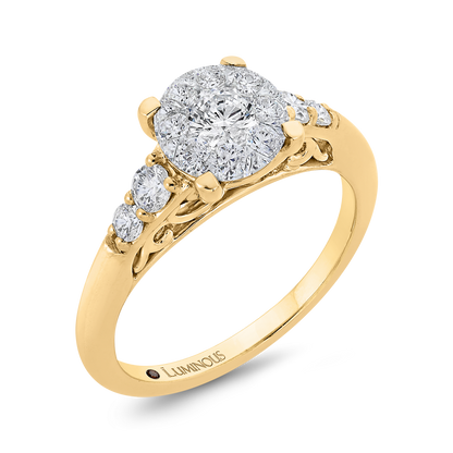 Round Diamond Engagement Ring in 14K Two Tone Gold