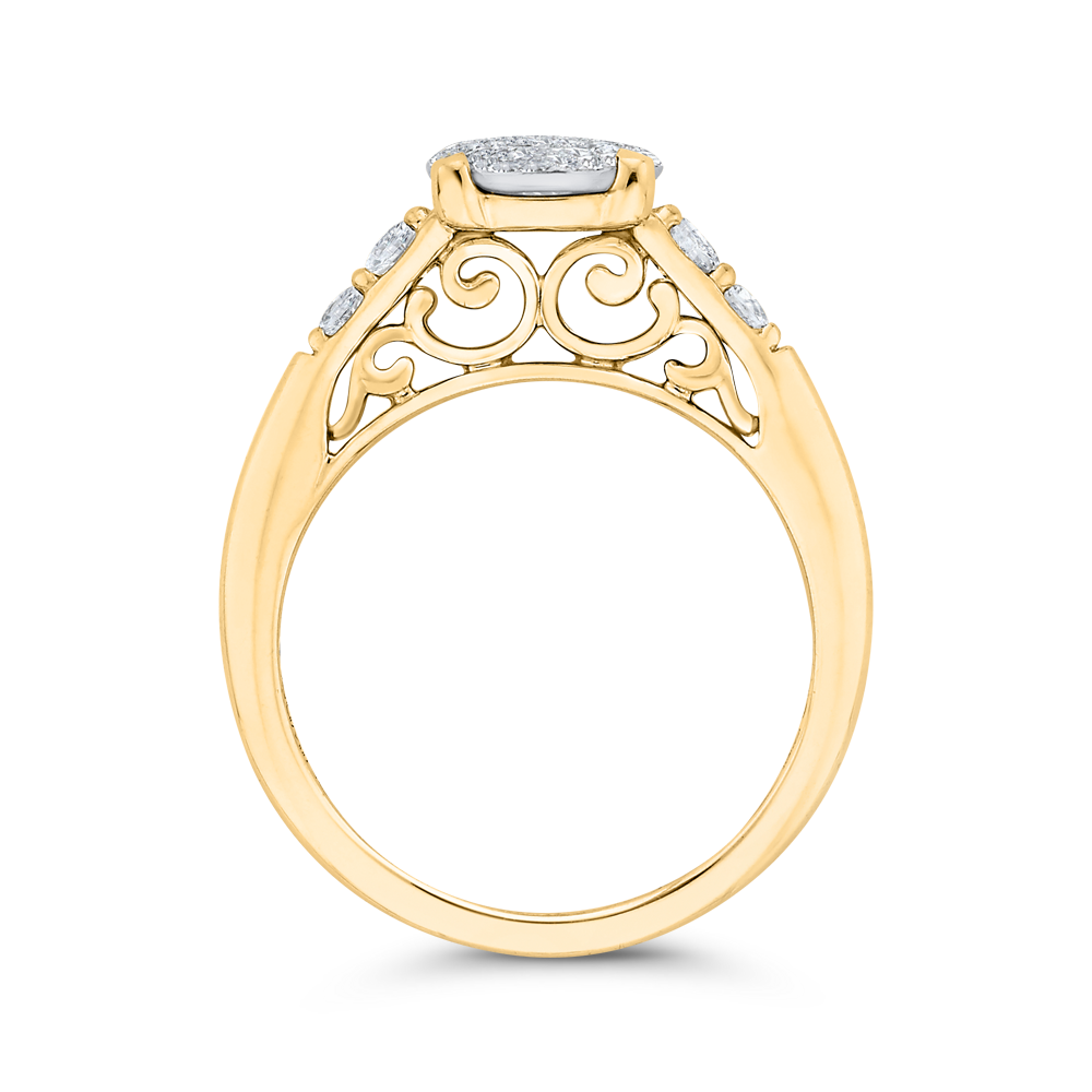 Round Diamond Engagement Ring in 14K Two Tone Gold