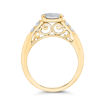 Round Diamond Engagement Ring in 14K Two Tone Gold