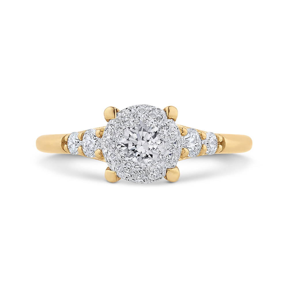 Round Diamond Engagement Ring in 14K Two Tone Gold