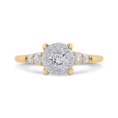 Round Diamond Engagement Ring in 14K Two Tone Gold