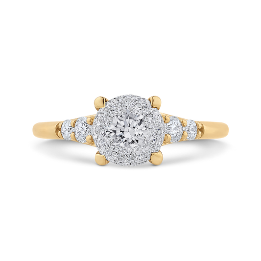 Round Diamond Engagement Ring in 14K Two Tone Gold