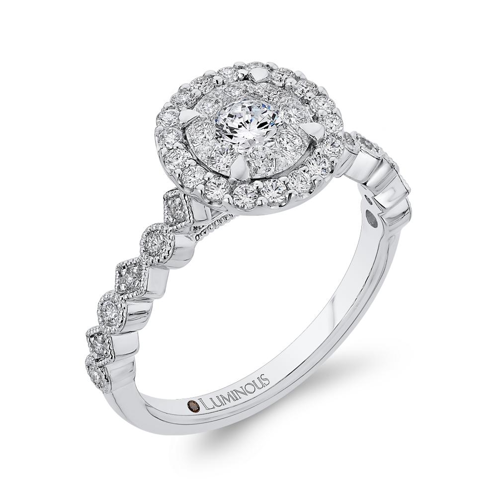 Diamond Halo Engagement Ring in 14K White Gold