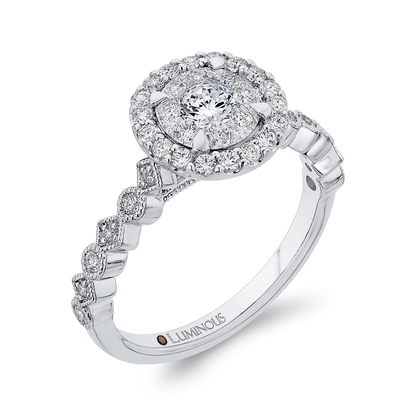 Diamond Halo Engagement Ring in 14K White Gold