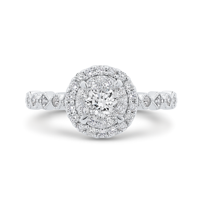 Diamond Halo Engagement Ring in 14K White Gold