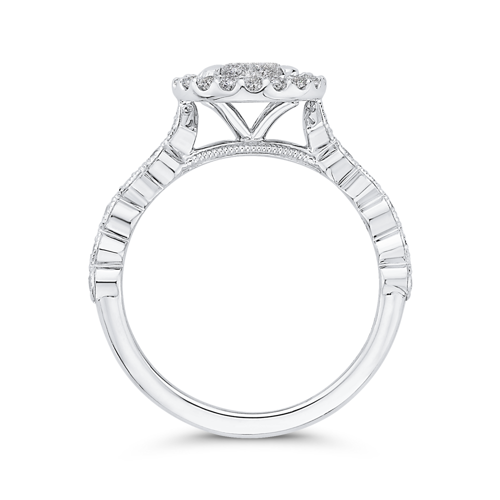 Diamond Halo Engagement Ring in 14K White Gold