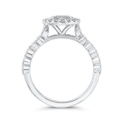 Diamond Halo Engagement Ring in 14K White Gold