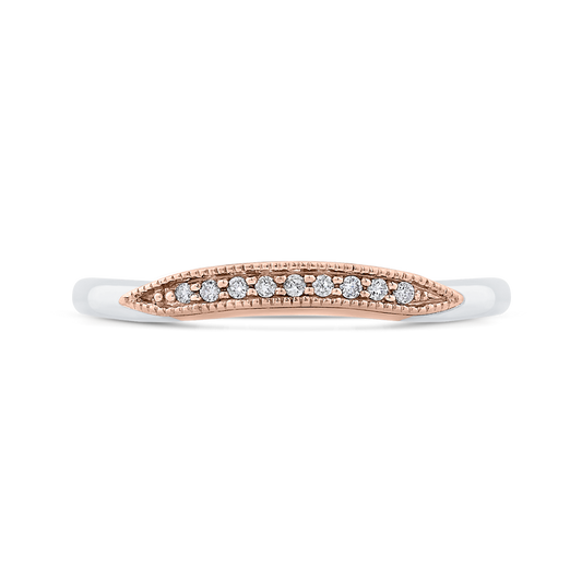 Round Diamond Wedding Band in 14K Two Tone Gold