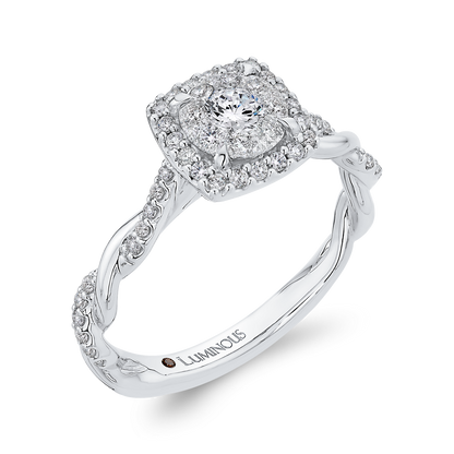 Round Diamond Halo Engagement Ring in 14K White Gold