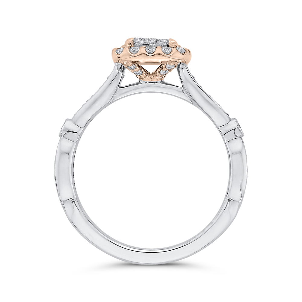 Diamond Halo Engagement Ring in 14K Two Tone Gold