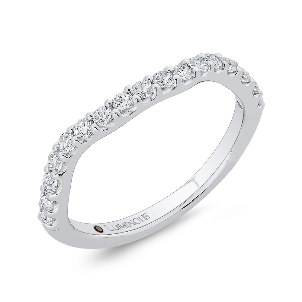 Round Diamond Contour Half-Eternity Wedding Band in 14K White Gold