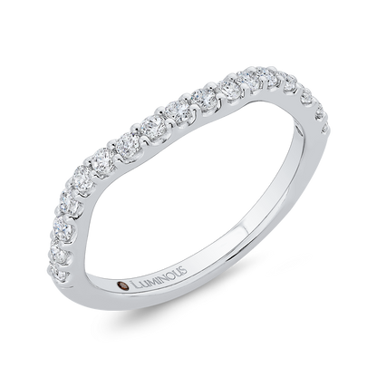 Round Diamond Contour Half-Eternity Wedding Band in 14K White Gold