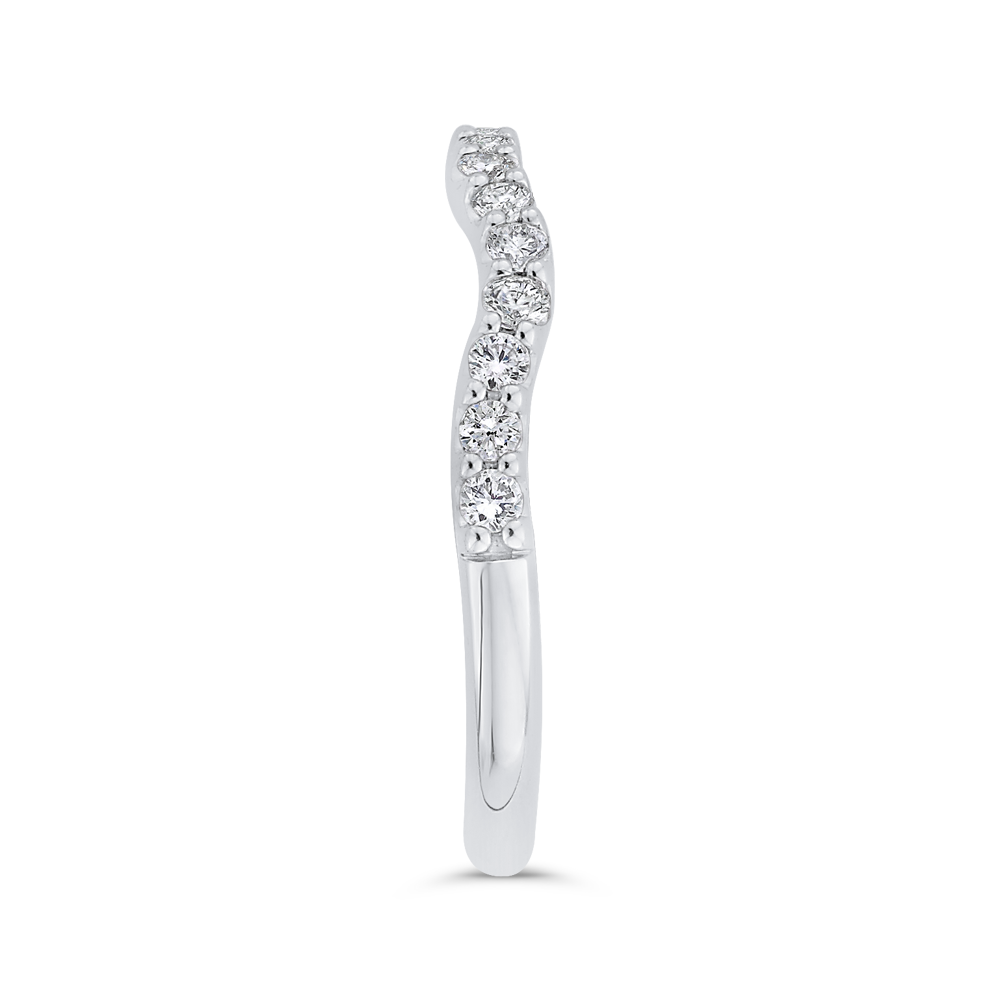 Round Diamond Contour Half-Eternity Wedding Band in 14K White Gold