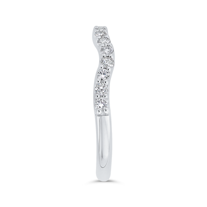 Round Diamond Contour Half-Eternity Wedding Band in 14K White Gold