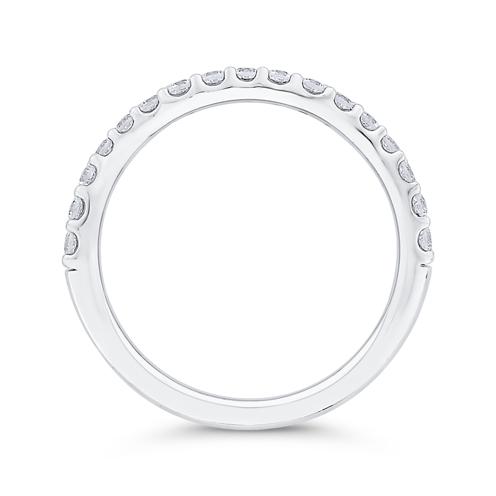 Round Diamond Contour Half-Eternity Wedding Band in 14K White Gold