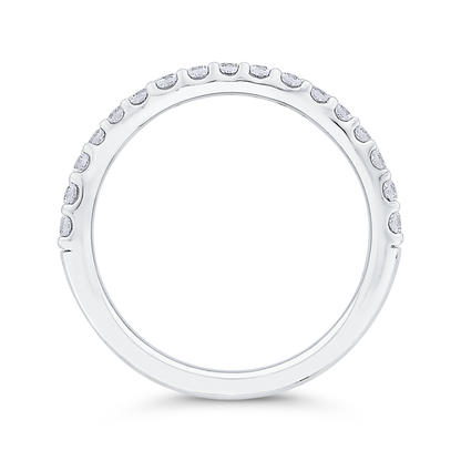 Round Diamond Contour Half-Eternity Wedding Band in 14K White Gold