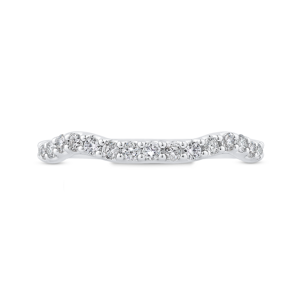 Round Diamond Contour Half-Eternity Wedding Band in 14K White Gold