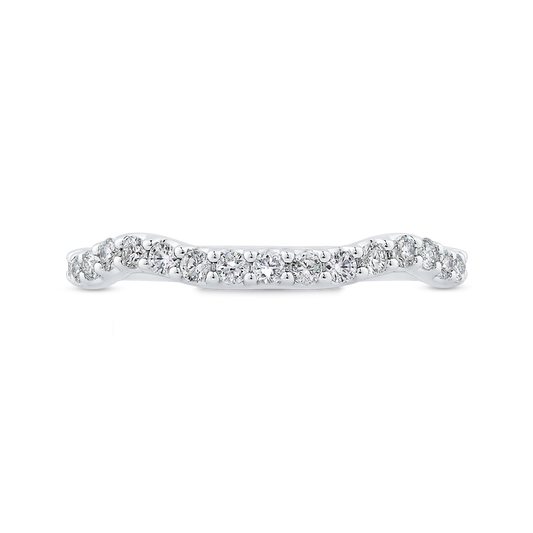 Round Diamond Contour Half-Eternity Wedding Band in 14K White Gold