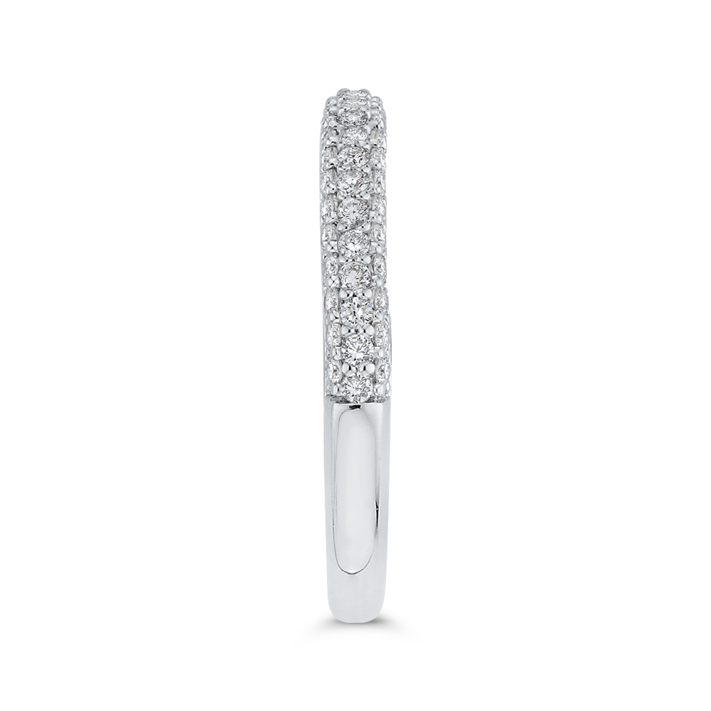 Round Diamond Half-Eternity Wedding Band in 14K White Gold