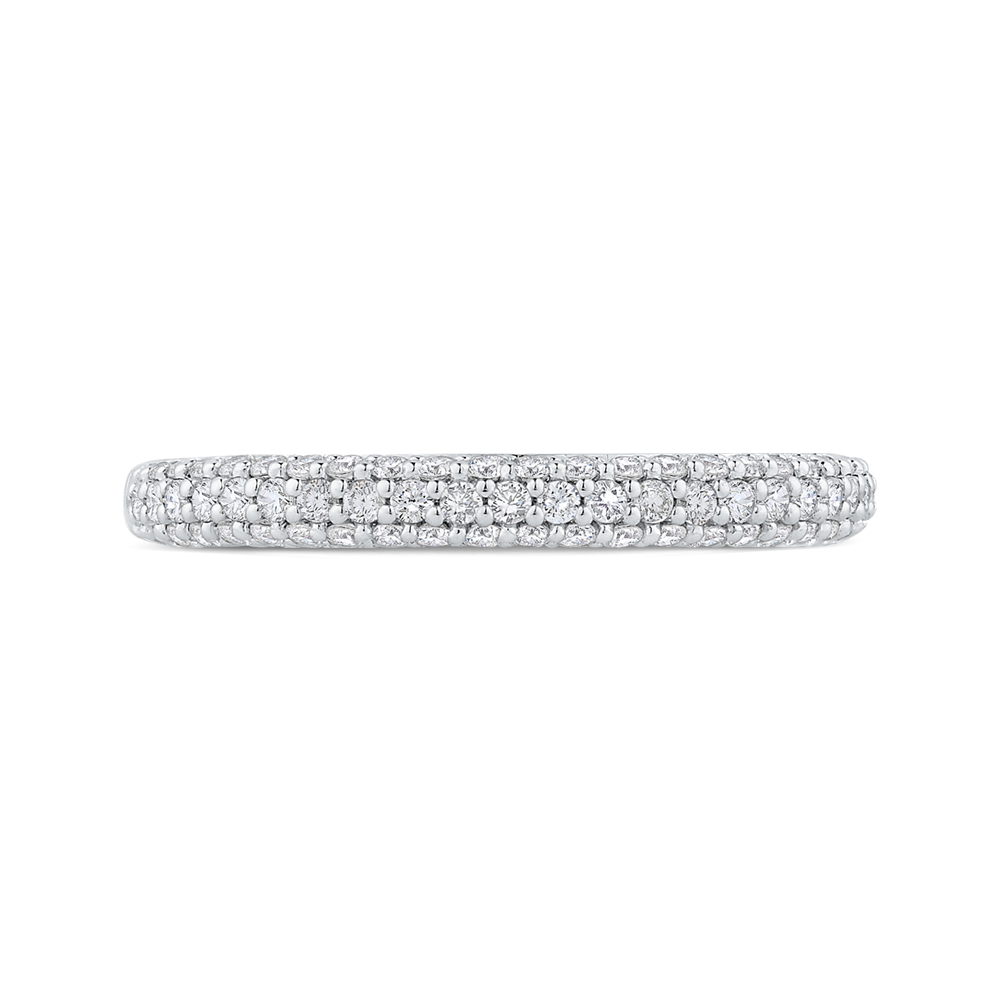 Round Diamond Half-Eternity Wedding Band in 14K White Gold