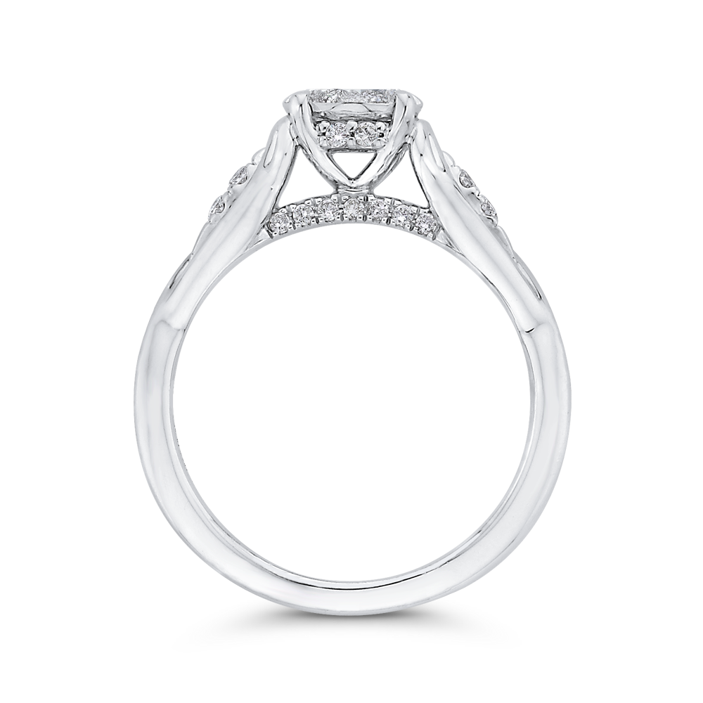 Round Diamond Engagement Ring in 14K White Gold