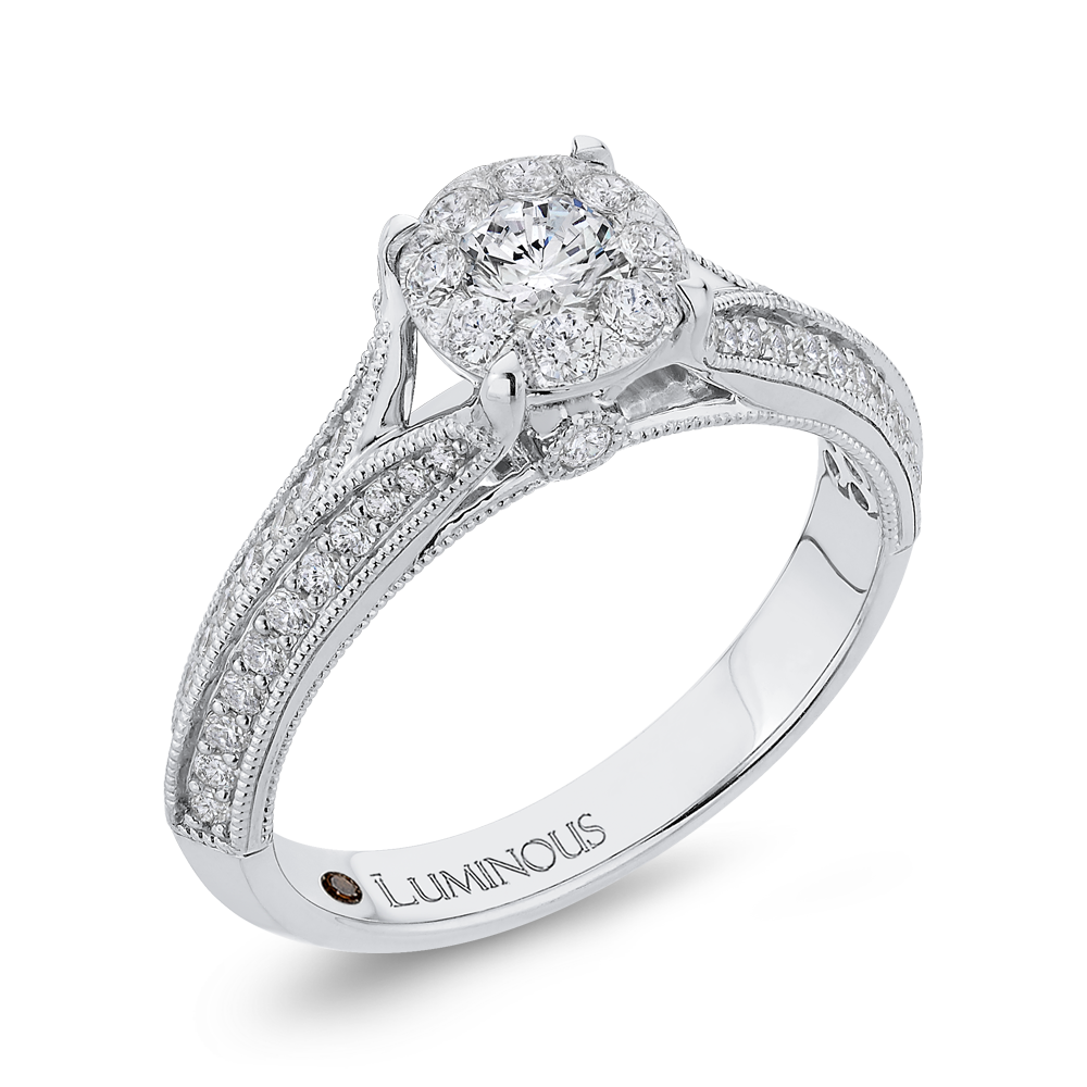 Split Shank Diamond Engagement Ring in 14K White Gold