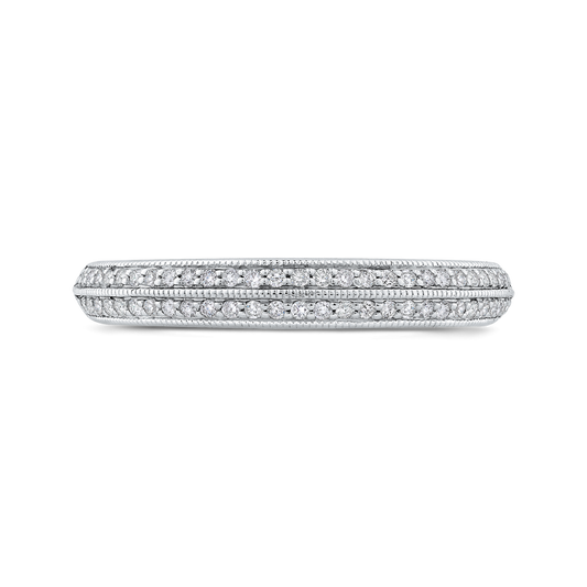 Round Diamond Half-Eternity Wedding Band in 14K White Gold