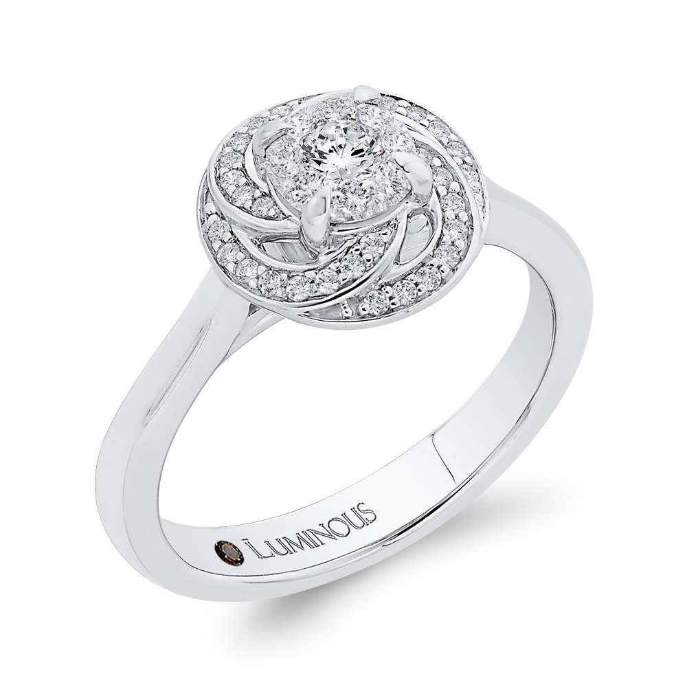 Round Diamond Swirl Fashion Ring in 14K White Gold