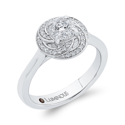 Round Diamond Swirl Fashion Ring in 14K White Gold