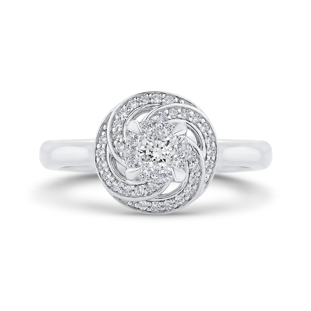 Round Diamond Swirl Fashion Ring in 14K White Gold